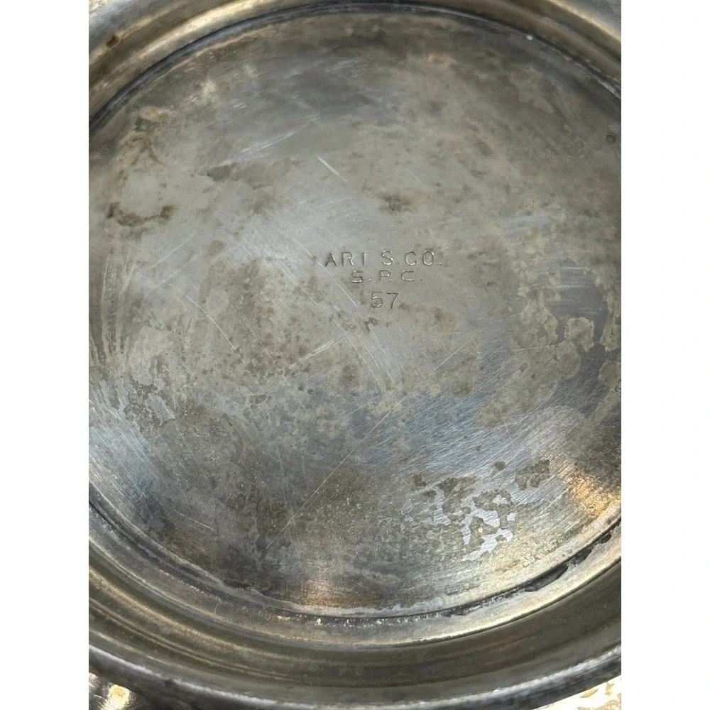 Vintage Art S. Co. Silver Plated Copper Bowl Pattern 57 Serving Dish Patina